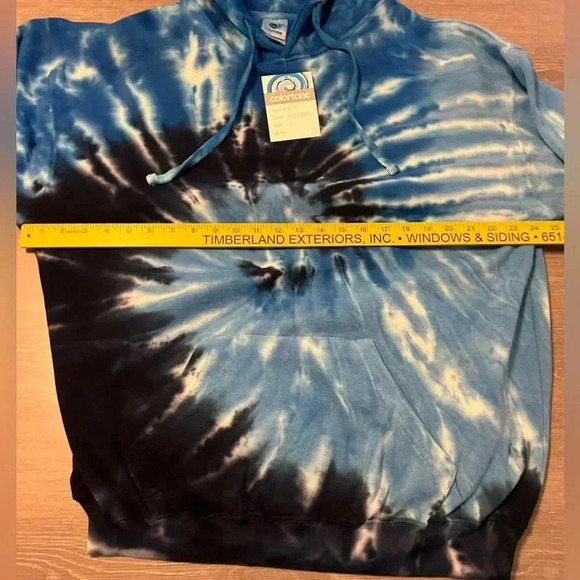 Colortone Blue Tie Dye Women's Pullover Hoodie Front Pocket Size Large NWT - Picture 9 of 10